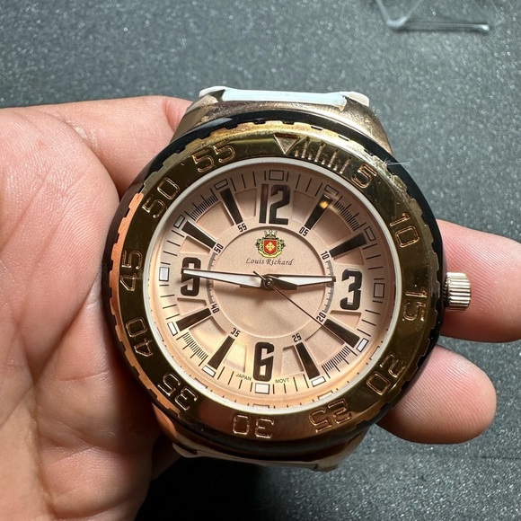 Louis Richard Pendragon Men's Watch, Rose Gold Face NO.9677 Working New Battery - Picture 1 of 7